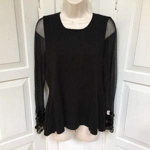 Mixt Black Sweater with Sheer Sleeves & Sequins